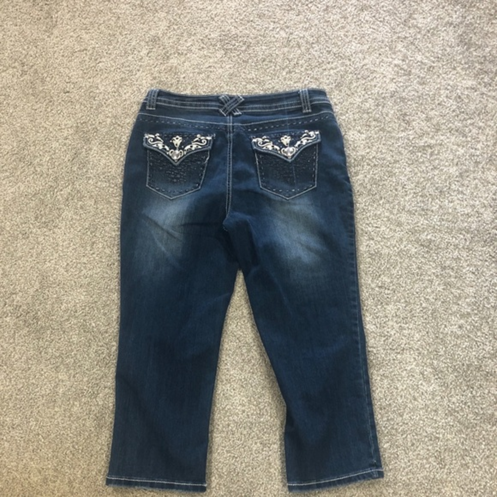 Hannah Jean‎ Capris Women’s 10 Beaded Embroidered Blue